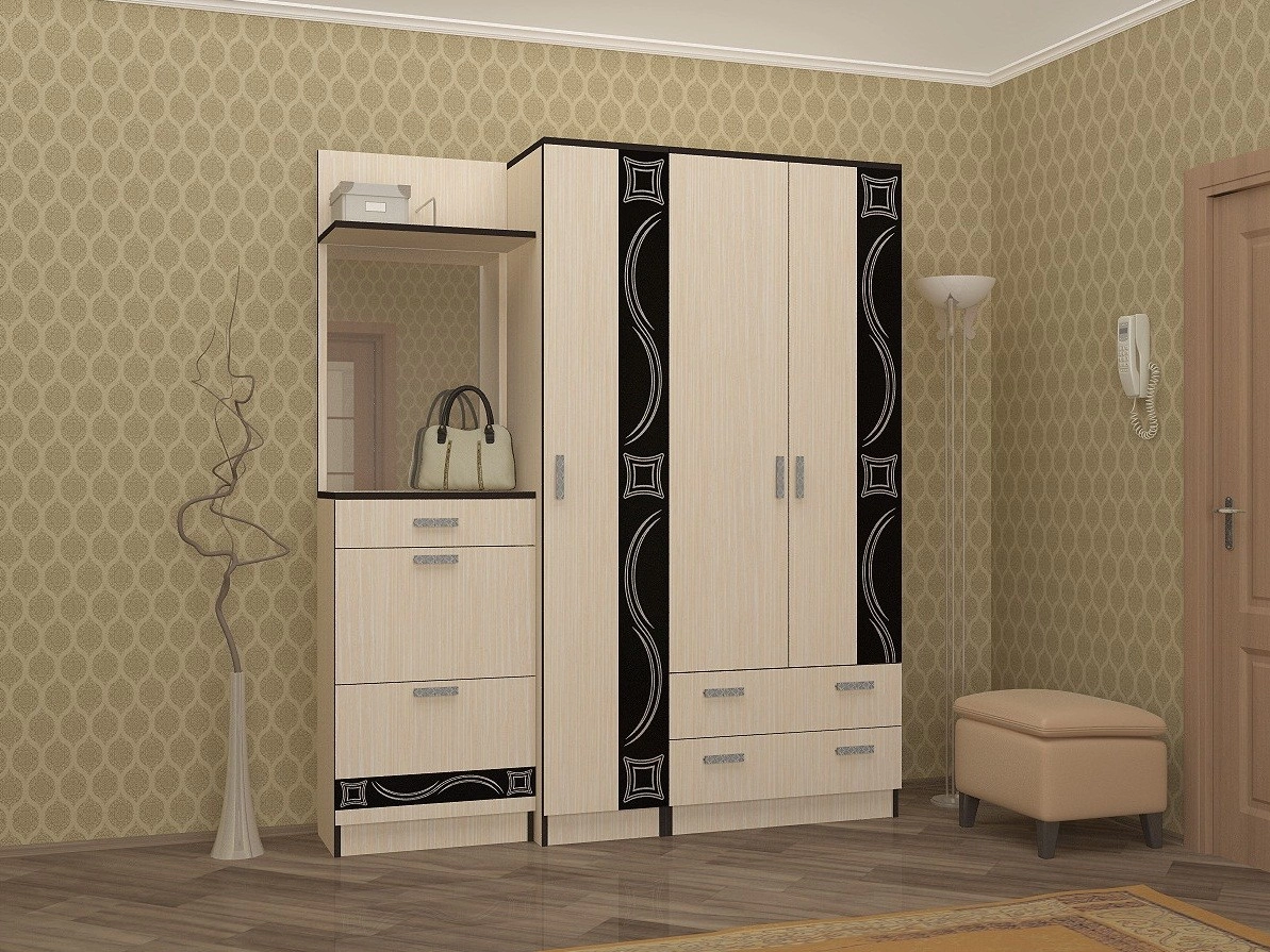 Прихожая Линкольн Вариант №3 ЛДСП (Ш-1800 х В-2200 х Г-600 мм)/Разные Цвета