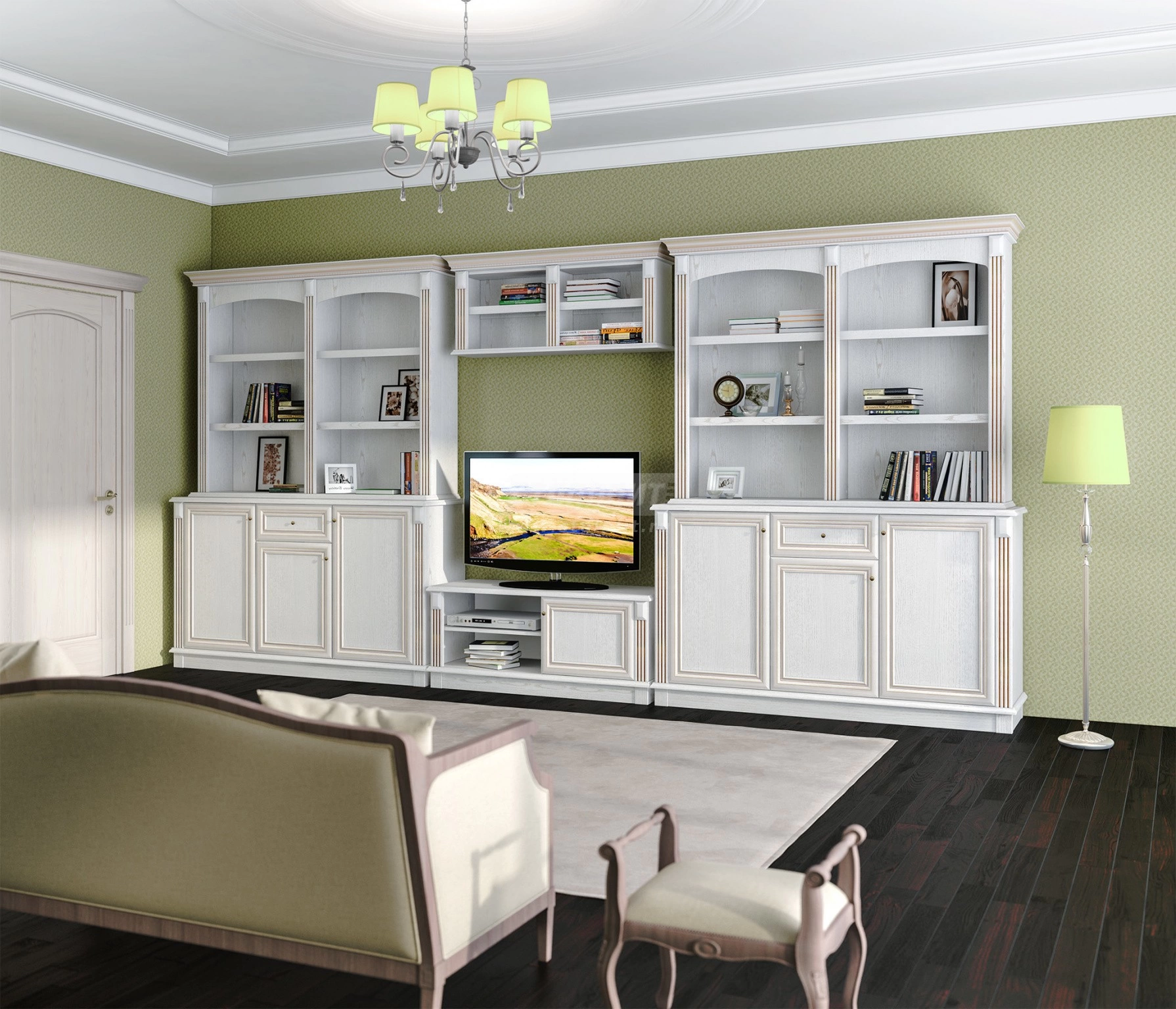 Гостиная Версаль  L-4454 Белый Ясень (Ш-4440 X В 2184 X Г 440 мм)