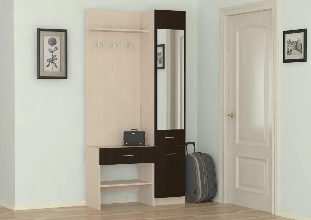 Прихожая Домино-2 Венге/Дуб Молочный (Ш-950 × В-1950 × Г-350 мм)