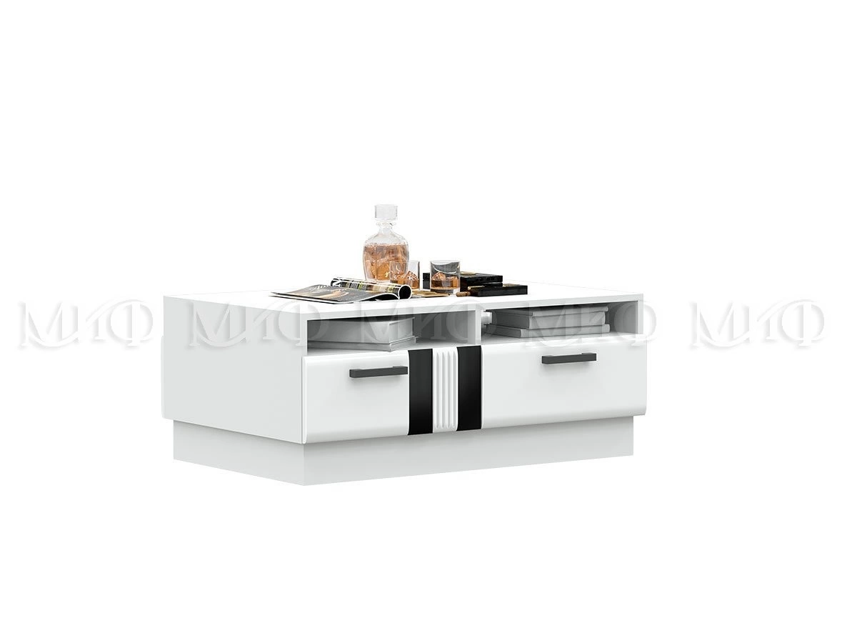 Журнальный Стол Манифик МДФ (Ш-1000 x В-400 x Г-650 мм)Белый/Белый Глянец