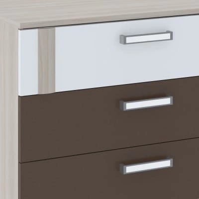 Комод "Волкер" М 6 (Ш-830 х Г-515 х В-856 мм)/Ясень Шимо Светлый + Белый/Арабика