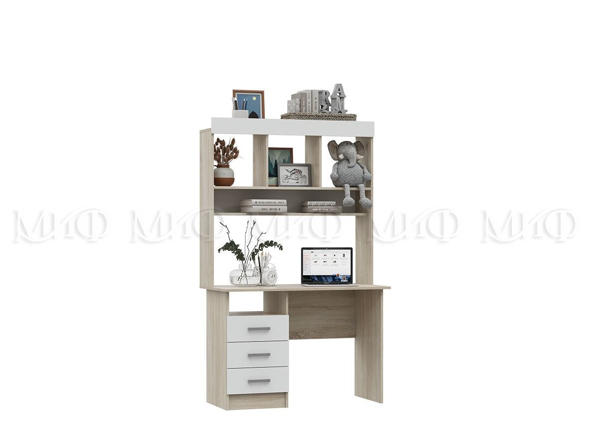 Стол с Надстройкой Марго (Ш-1100 x В-2200 x Г-380 мм) Дуб Сонома/Белый Глянец