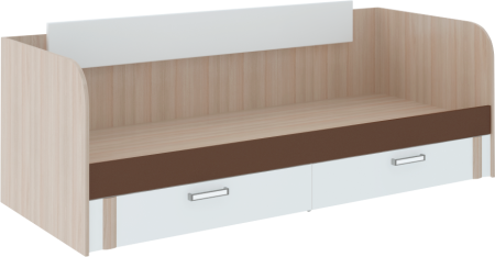 Кровать "Волкер" с ящиками М 13 Ясень Шимо Светлый + Белый/Арабика