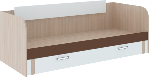 Кровать "Волкер" с ящиками М 13 Ясень Шимо Светлый + Белый/Арабика