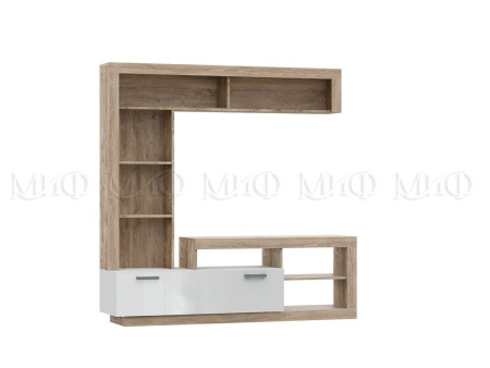 Стенка Апаста (Ш-1705 x В-1705 x Г-416 мм)/Дуб Сонома/Белый Глянец