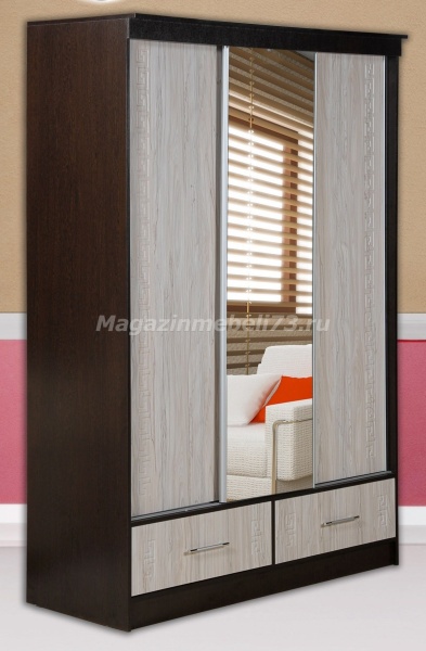 Шкаф 3-х Створчатый с Ящиками МДФ (Ш-1500 х В-2200 х Г-600 мм)/Разные Цветы