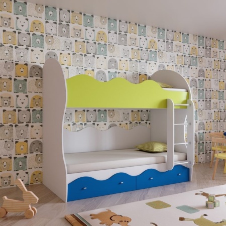 Пифагор Кровать Двухъярусная с Матрасами в Подарок ЛДСП-МДФ (Сп.Место 800 х 1860 мм)/Разные Цвета