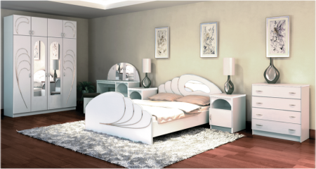 Жемчуг-2 Спальный Гарнитур ЛДСП с Пуфиком и Матрасом в Подарок/Разные Цвета