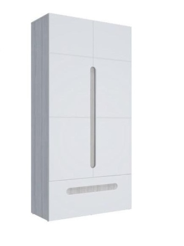 Шкаф 2х-Створчатый с Ящиком Палермо -3 МДФ (Ш-1068 мм х Г-381 мм x В-2078 мм) Ясень Шимо Светлый/ фасад Белый Глянец