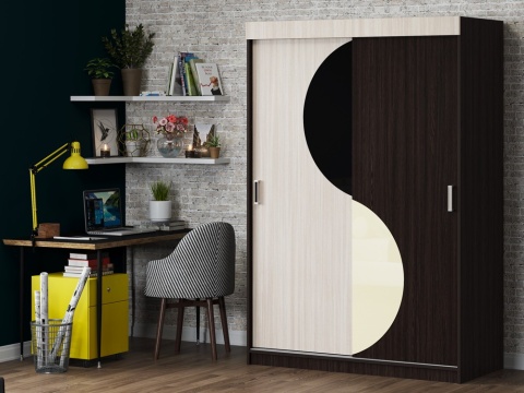 Шкаф-Купе Альба-7 (Ш-1500 х В-2220 х Г-616 мм) Ясень Шимо Светлый/Венге 