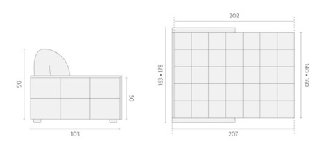 Диван Хеликс Прямой (HELIX Brera 31) Размер 1400/1600 x 2020 мм