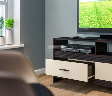 Тумба ТВ Дакота СБ-2885 Венге+Ваниль/Ш-1230 X В-600 X Г-330 мм