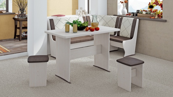 Кухонный уголок «Челси Т2» Дуб Белфорт/Лен коричневый + Лен бежевый