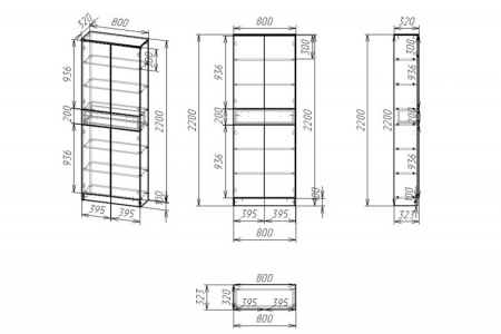 Книжный шкаф Мебелайн-19