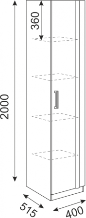 Шкаф-пенал "Волкер" М 3 (Ш-400 х Г-515 х В-2000 мм)/Ясень Шимо Светлый + Белый