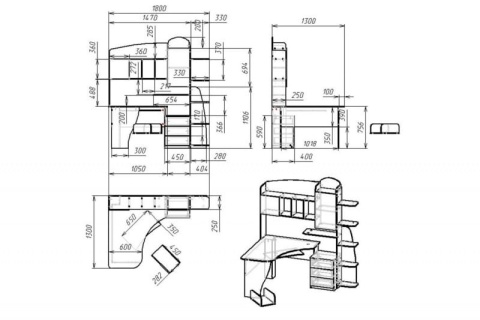 Компьютерный стол "Мебелайн-12" (тумба слева)
