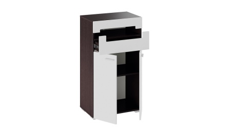 Тумба для обуви комбинированная «Фьюжн» Белый Глянец/Венге Линум