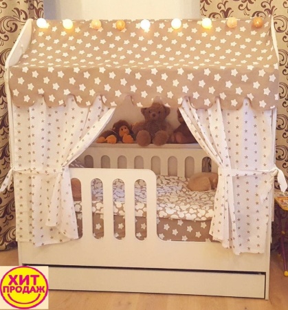 Кровать Сказка Белая (Домик с Ящиком)/Спальное Место 800 х 1600 мм