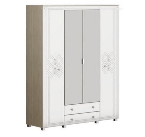 Шкаф Четырёхстворчатый Амели Дуб Сонома Светлый/Белый Глянец (Ш-1700 х В-2109 х Г-515 мм)