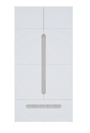 Шкаф 2х-Створчатый с Ящиком Палермо МДФ Ясень Шимо Светлый/ фасад Белый Глянец