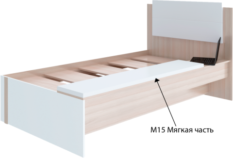 Кровать "Волкер" М 14 Ясень Шимо Светлый/Белый