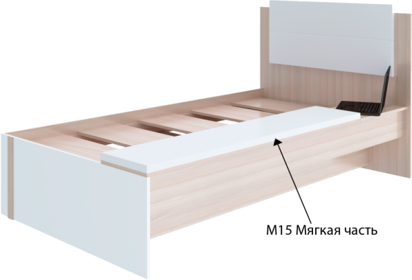 Кровать "Волкер" М 14 Ясень Шимо Светлый/Белый