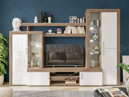 Гостиная Стася МДФ (Ш-3000 мм x В-2070 мм x Г-460 мм)/Разные Цвета